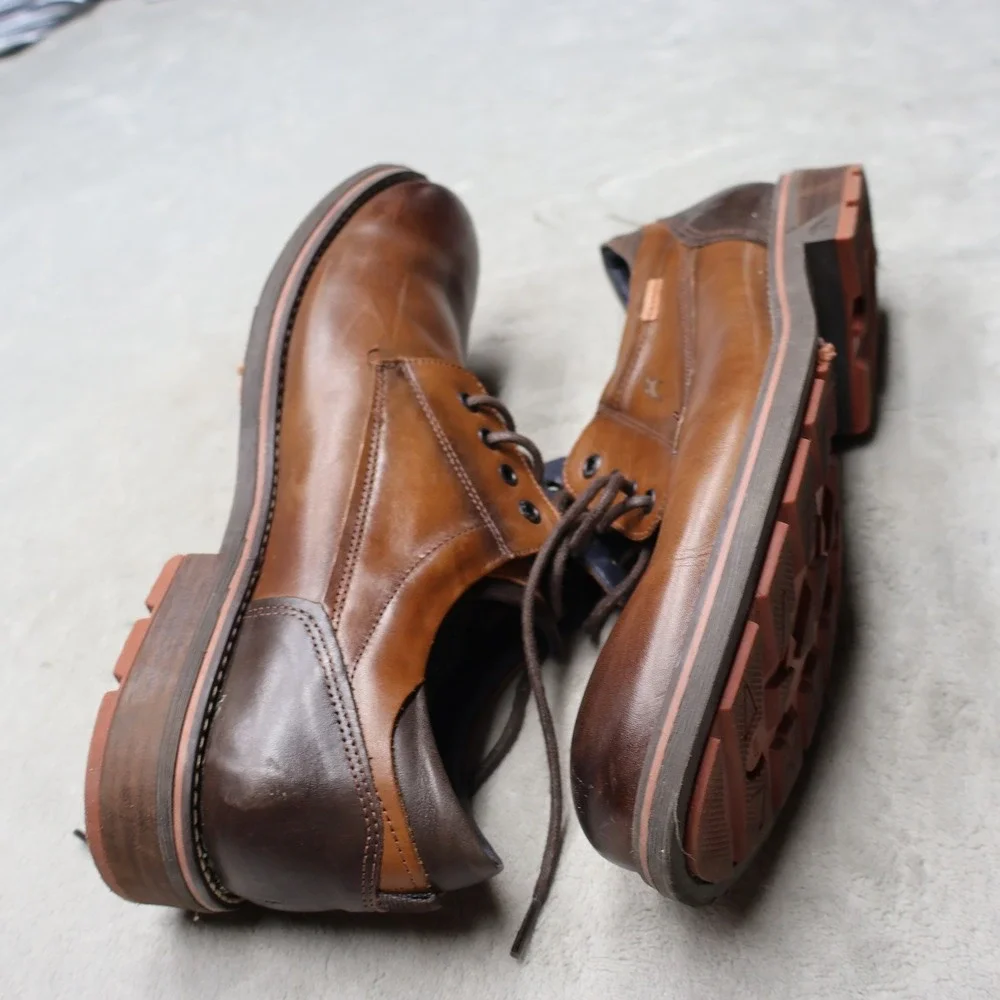 Fluchos Mens 12 Oxford Shoes Brown Leather Lug‎ Sole Derby Dress Casual EU46